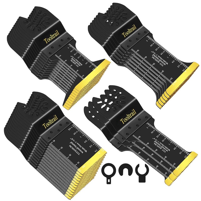 Tooltrail 30 PCS Titanium Oscillating Tool Blades Metal Cutting,Universal Multi Tool Blades Kits for Metal Nails Wood and Plastic,Oscillating Saw Blades Fit Dewalt Ryobi Milwaukee Rockwell Fein - Image 1